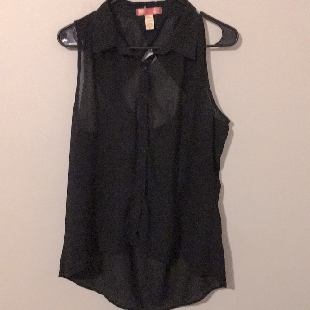 Sheer black tank top with open back
